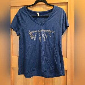 Roper Navy Hatchet V-Neck Tee Size S